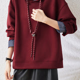 Hooded drawstring long-sleeved sweatshirt - liwisi
