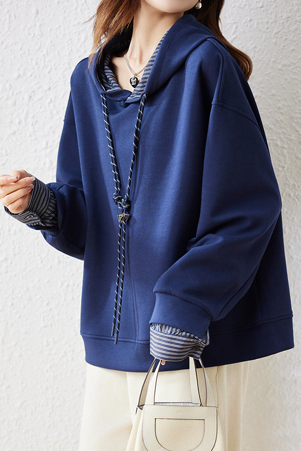Hooded drawstring long-sleeved sweatshirt - liwisi