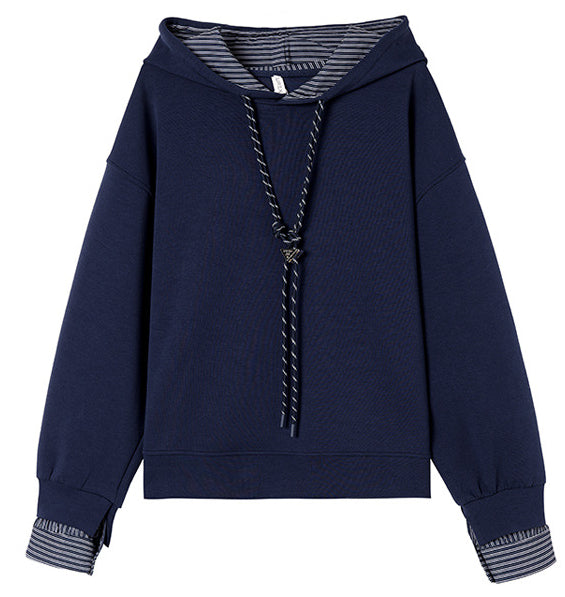 Hooded drawstring long-sleeved sweatshirt - liwisi