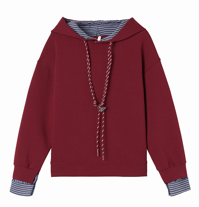 Hooded drawstring long-sleeved sweatshirt - liwisi