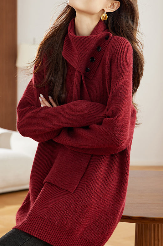 Loose scarf-neck sweater - liwisi