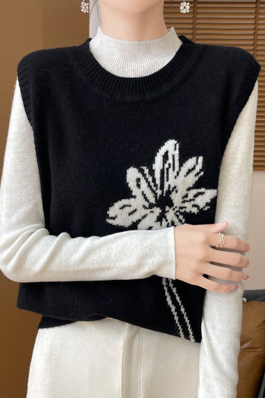 Round-neck pullover sleeveless waistcoat - liwisi