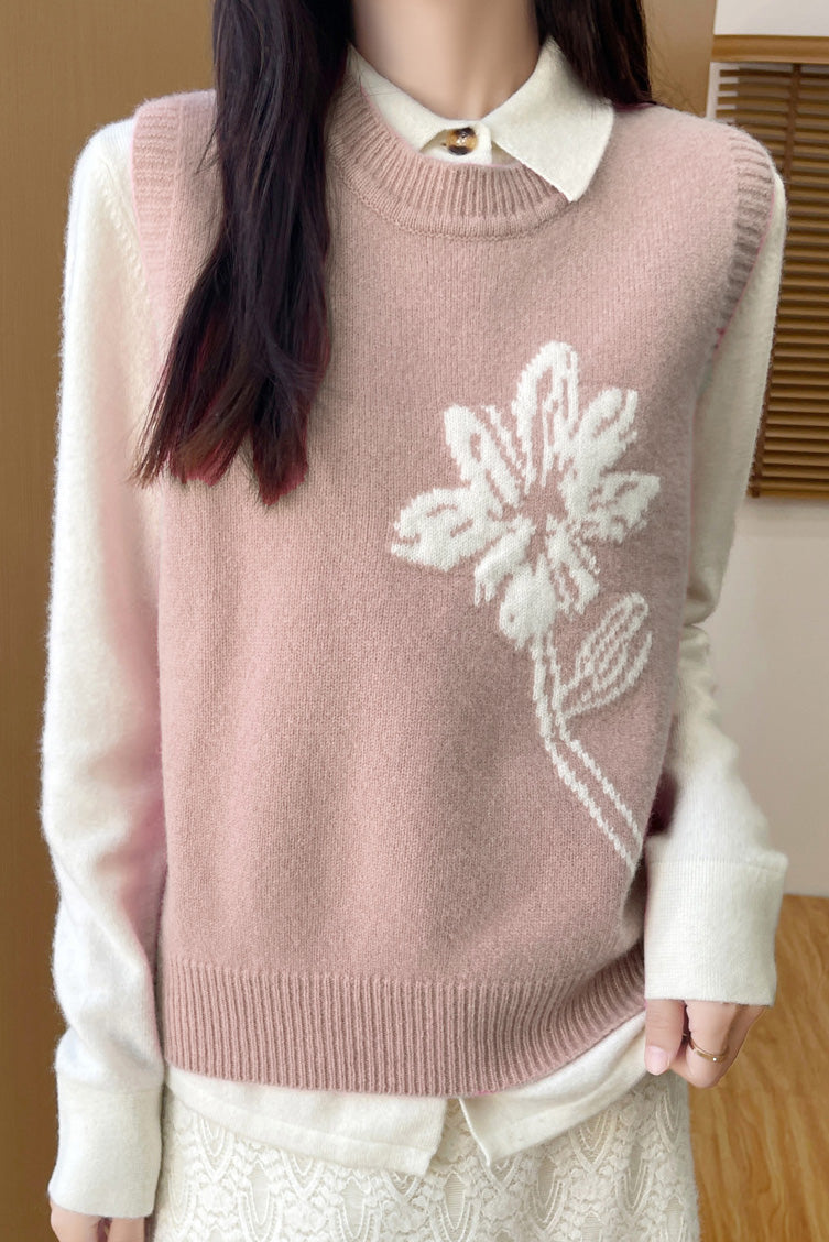 Round-neck pullover sleeveless waistcoat - liwisi