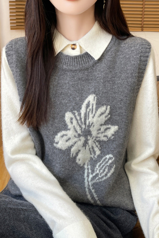 Round-neck pullover sleeveless waistcoat - liwisi