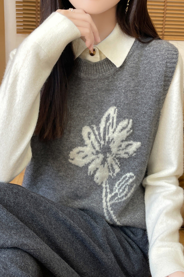 Round-neck pullover sleeveless waistcoat - liwisi