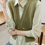 Elegant striped shirt and waistcoat two-piece set - liwisi