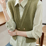 Elegant striped shirt and waistcoat two-piece set - liwisi