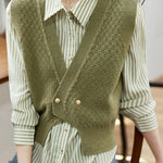Elegant striped shirt and waistcoat two-piece set - liwisi