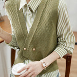 Elegant striped shirt and waistcoat two-piece set - liwisi