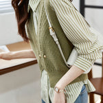 Elegant striped shirt and waistcoat two-piece set - liwisi