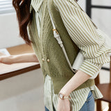 Elegant striped shirt and waistcoat two-piece set - liwisi