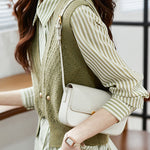 Elegant striped shirt and waistcoat two-piece set - liwisi