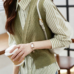 Elegant striped shirt and waistcoat two-piece set - liwisi