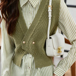 Elegant striped shirt and waistcoat two-piece set - liwisi