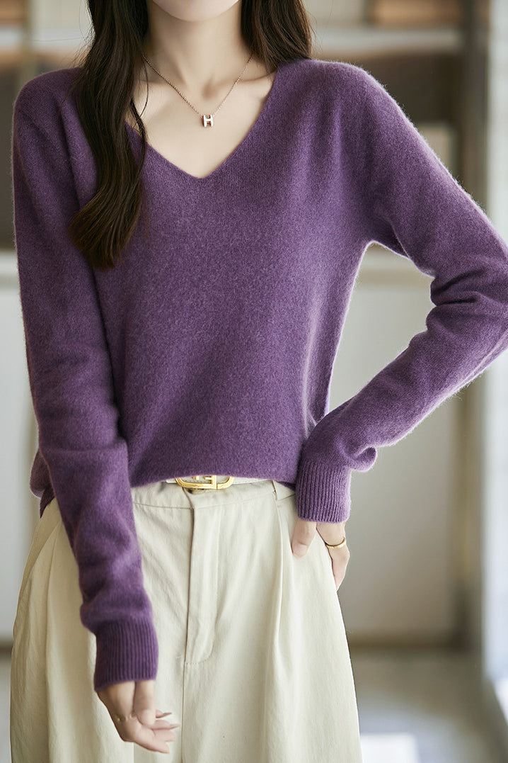 Solid-color versatile knitted shirt - liwisi