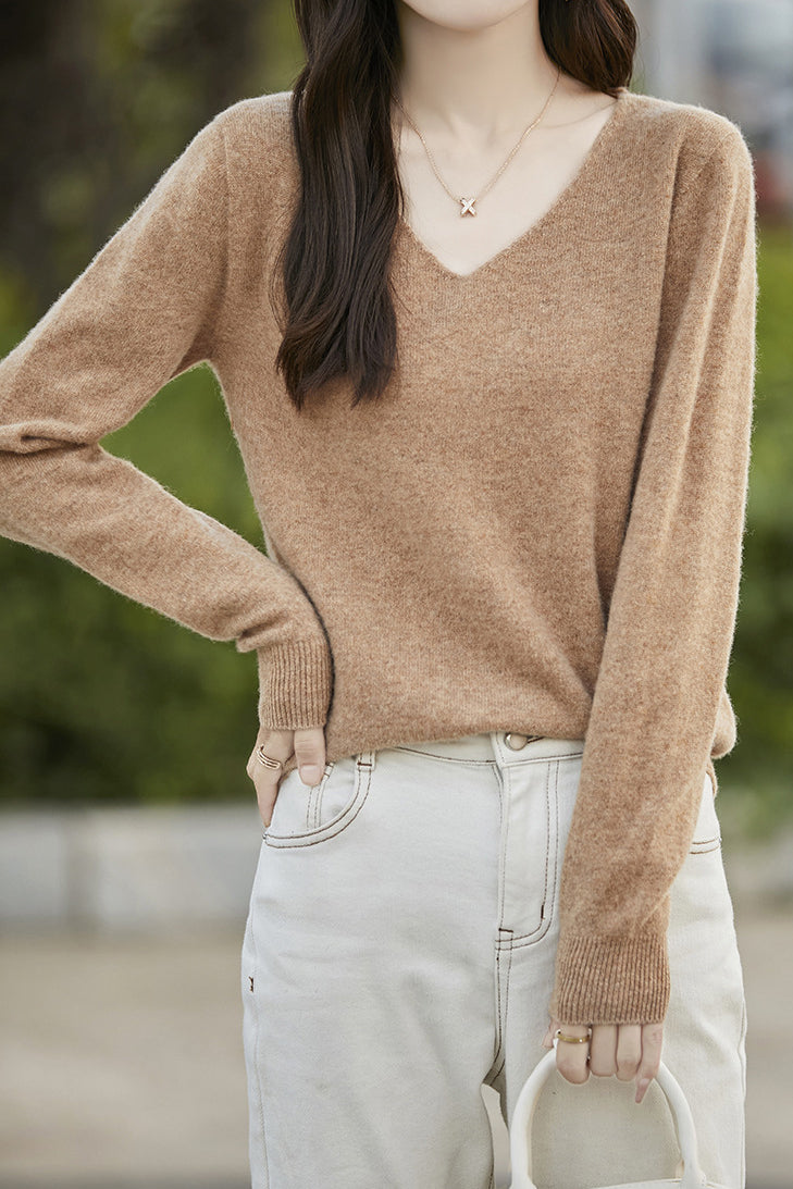 Solid-color versatile knitted shirt - liwisi