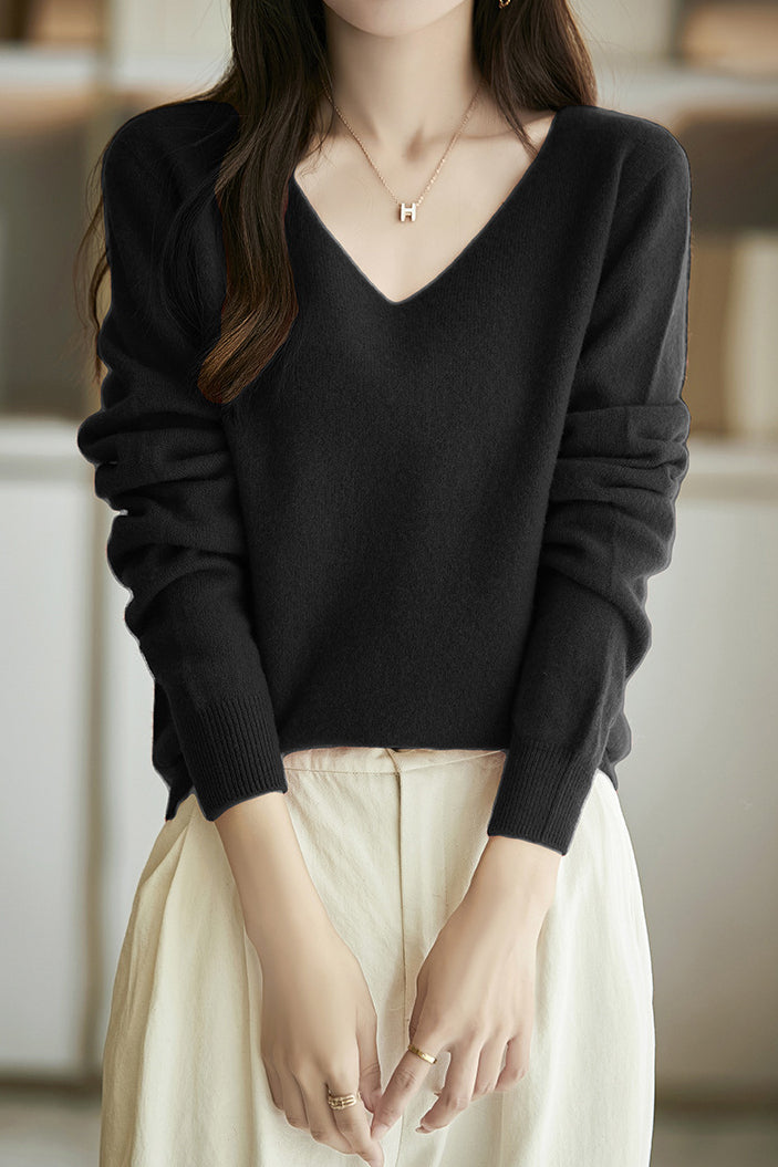 Solid-color versatile knitted shirt - liwisi