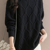 Half turtleneck loose knitted sweater - liwisi