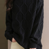 Half turtleneck loose knitted sweater - liwisi