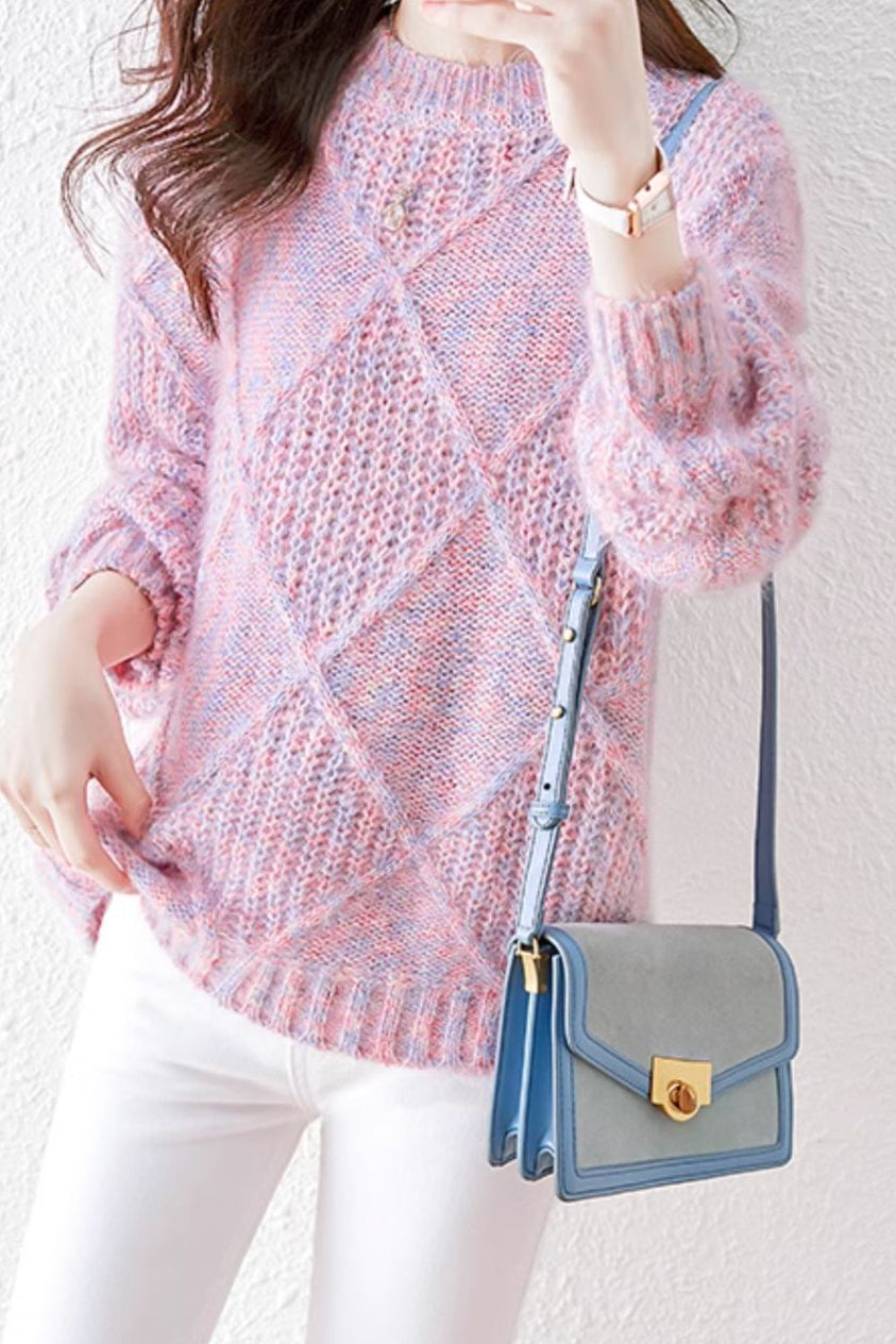 Lazy-style colored-dot knitted bottoming sweater - liwisi