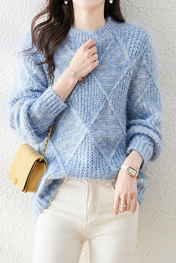 Lazy-style colored-dot knitted bottoming sweater - liwisi
