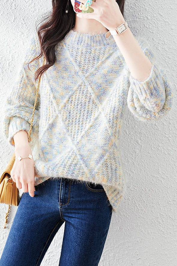 Lazy-style colored-dot knitted bottoming sweater - liwisi