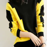 Fashion color-blocking knitted sweater - liwisi