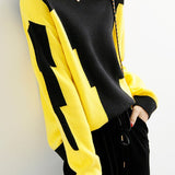 Fashion color-blocking knitted sweater - liwisi