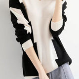 Fashion color-blocking knitted sweater - liwisi