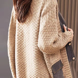 Spliced knitted cardigan coat - liwisi