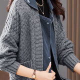 Spliced knitted cardigan coat - liwisi