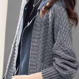 Spliced knitted cardigan coat - liwisi