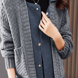 Spliced knitted cardigan coat - liwisi