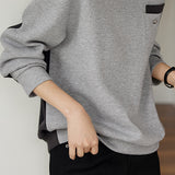 Casual color-blocked round-neck sweatshirt - liwisi