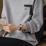 Casual color-blocked round-neck sweatshirt - liwisi