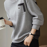 Casual color-blocked round-neck sweatshirt - liwisi
