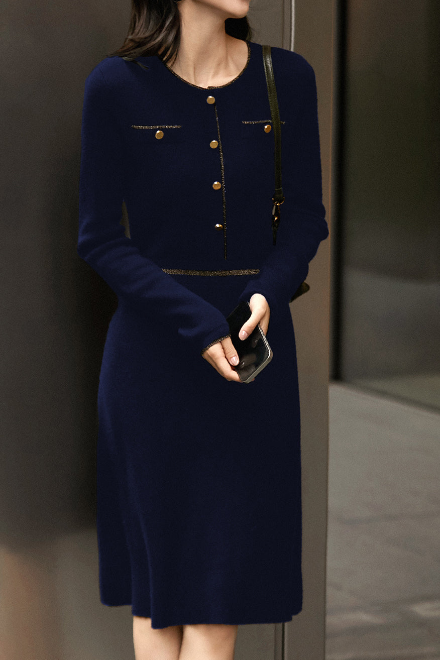 Elegant style knitted dress - liwisi