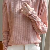 Lace-trimmed semi-high-neck base layer shirt - liwisi