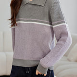 Vintage contrast lapel sweater - liwisi