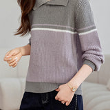 Vintage contrast lapel sweater - liwisi