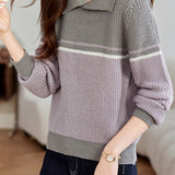 Vintage contrast lapel sweater - liwisi