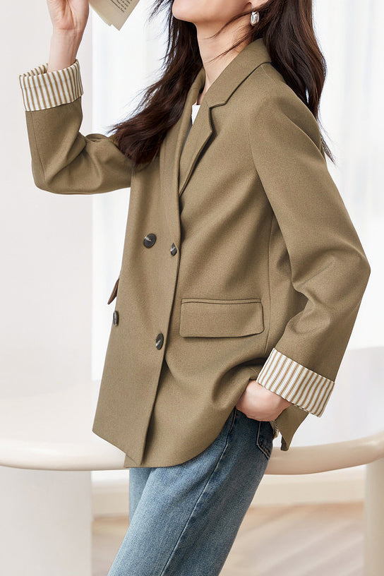 Striped spliced suit jacket - liwisi