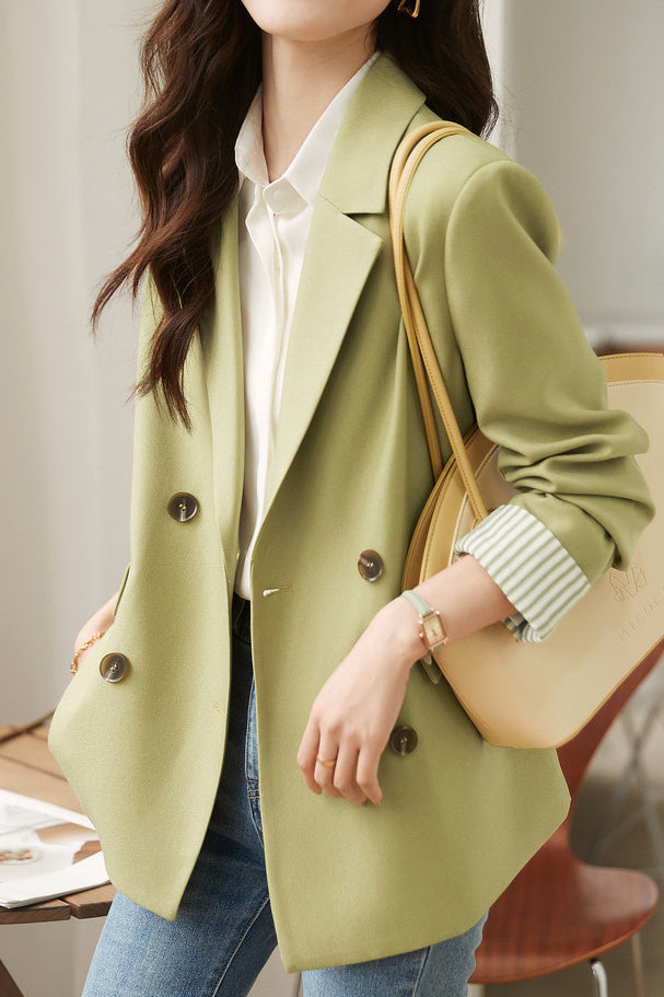 Striped spliced suit jacket - liwisi