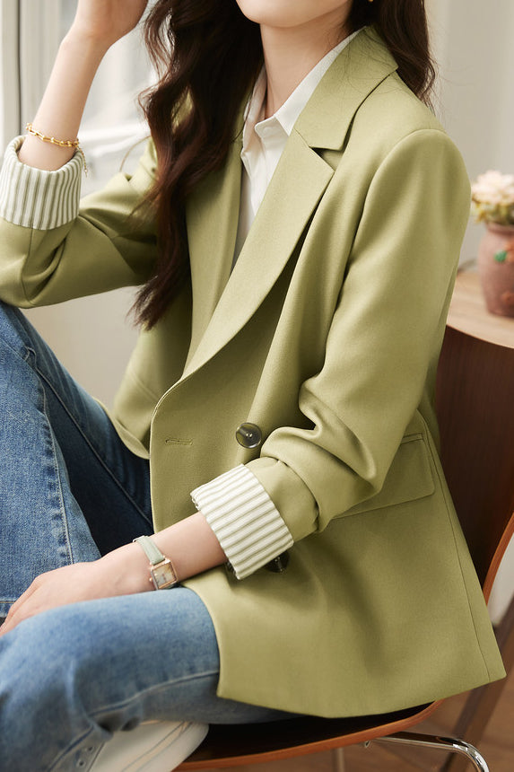 Striped spliced suit jacket - liwisi