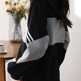Striped color-blocked hooded sweatshirt - liwisi