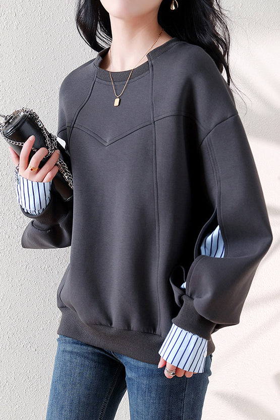 Irregular dividing line sweatshirt - liwisi