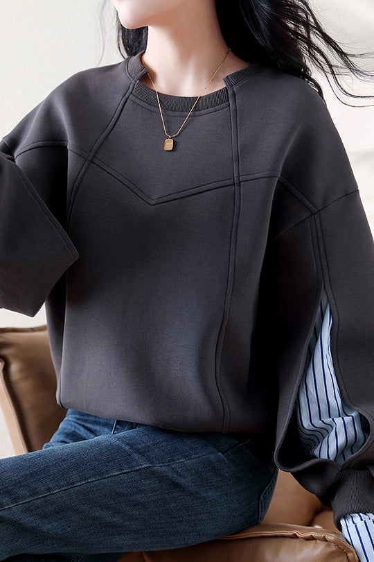 Irregular dividing line sweatshirt - liwisi