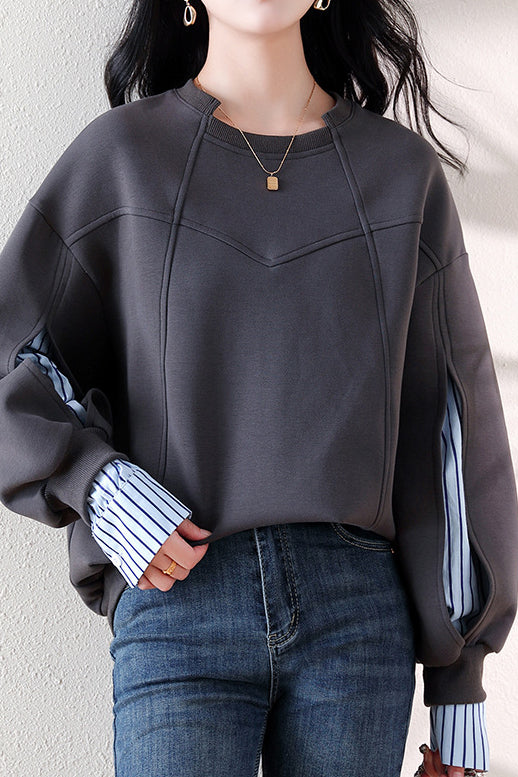 Irregular dividing line sweatshirt - liwisi