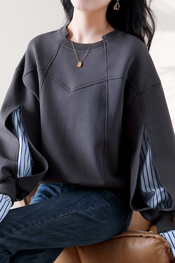 Irregular dividing line sweatshirt - liwisi