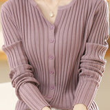 Round-neck knitted cardigan - liwisi